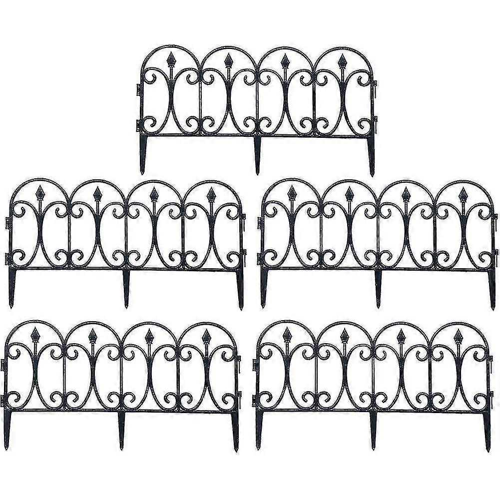 5 عبوات سياج حديقة زخرفية مقاومة للصدأ سلك حديد قابلة للطي سياج الفناء زهرة السرير