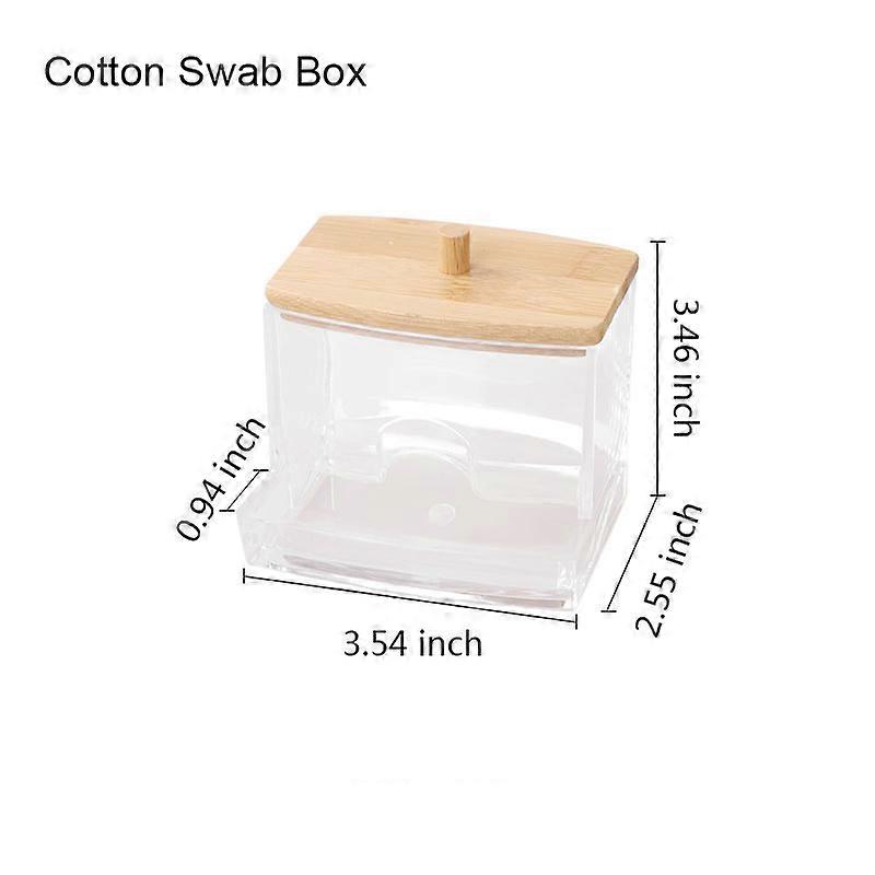 Multifunction Transparent Organizer Cosmetices Cotton Swab Kitchen Seasoning Storage Box with Bamboo
