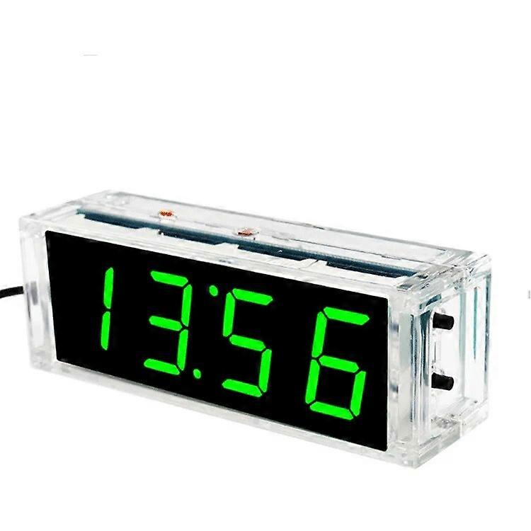 Compact 4-digit DIY Digital LED Clock Kit Light Control Temperature Date Time Display with Transparent Case
