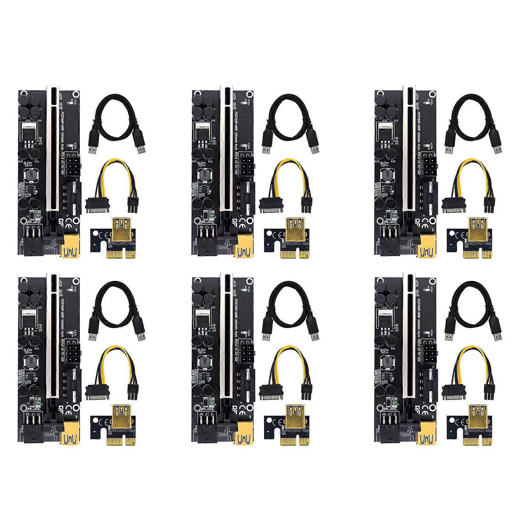 6Pcs PCI-E 1X to 16X Adapter Card 009S Plus Graphics Card Extension Cable 3 Interface Adapter Board