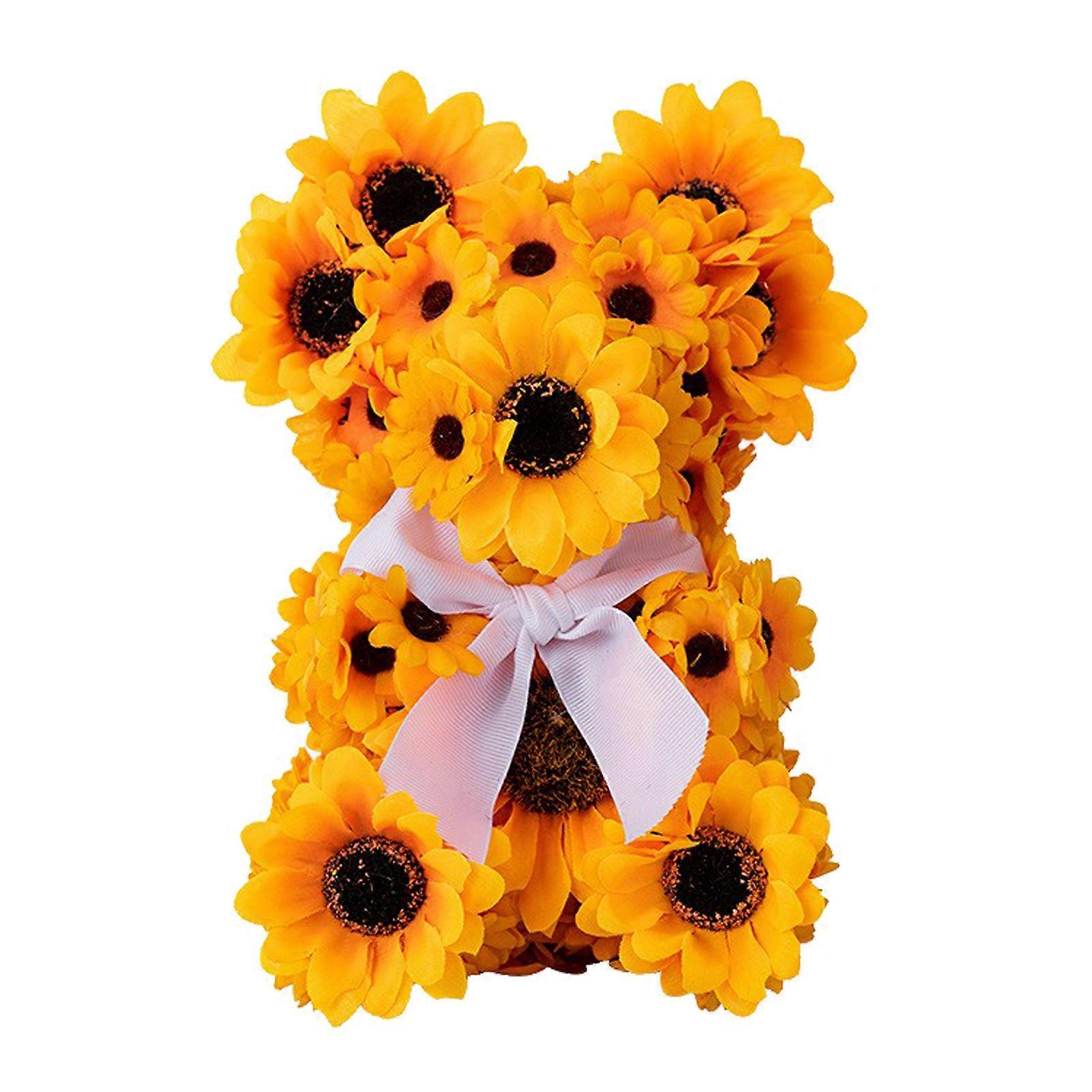 (دمية دب عباد الشمس) عباد الشمس الدب دمية الحلي الصيف عباد الشمس قزم عيد الشكر زينة الحديقة