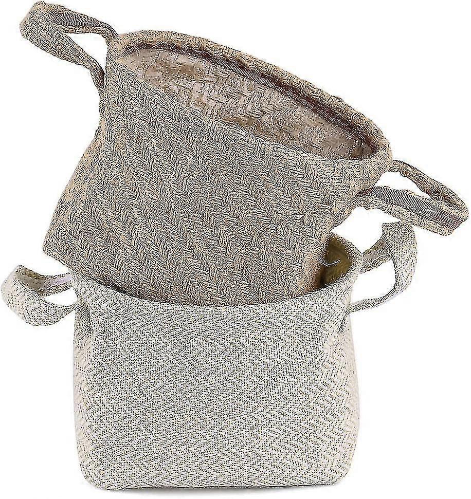 2 Sets Linen Storage Baskets With Handle