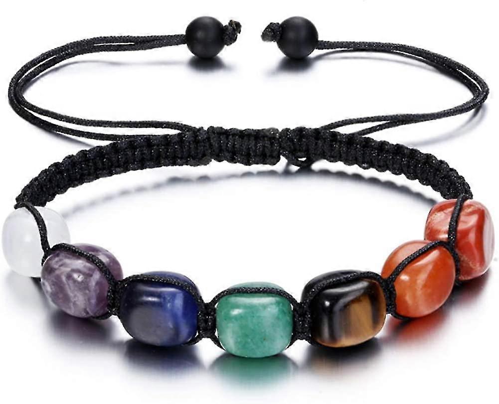 7 Chakra θεραπευτικό βραχιόλι κρυστάλλου γυναίκες φυσικοί πολύτιμοι λίθοι γιόγκα Ρέικι Τσάκρας πέτρα χάντρες άγχος πλεγμένο βραχιόλι ρυθμιζόμενα κοσμήματα