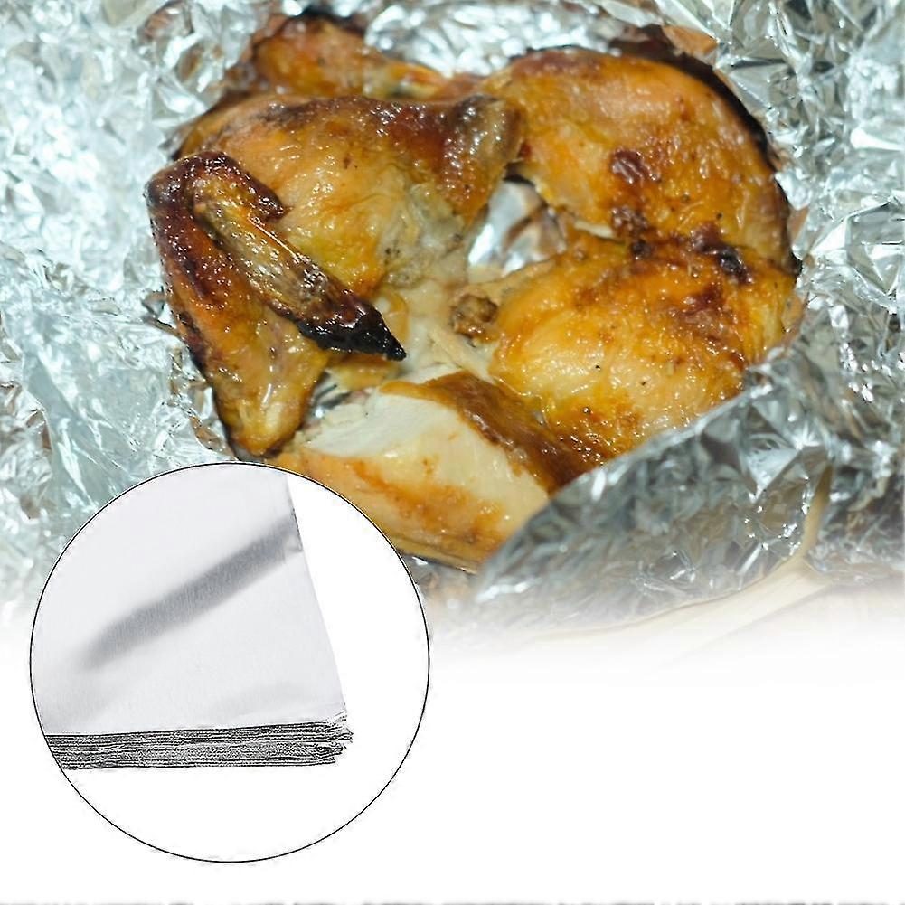 100pcs Thickened High Temperature Resistant Aluminum Foil Wrap Paper For Bbq Barbecue Baking