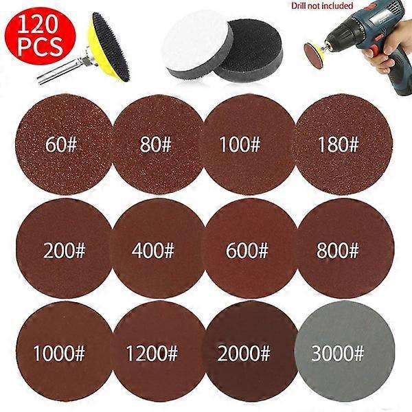 120-Piece Sanding Discs Pad Kit for Drill Grinder Rotary Tools with Backing