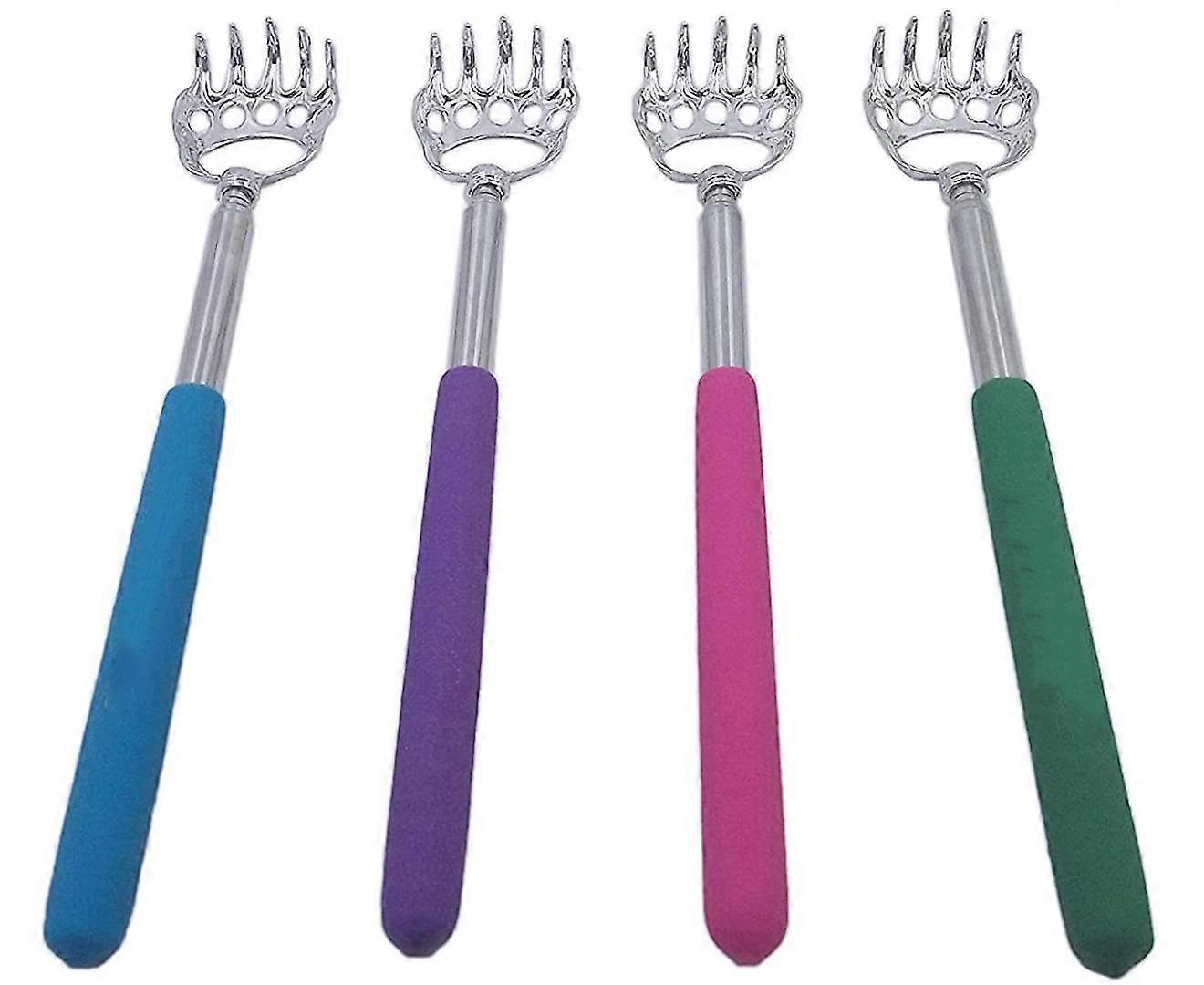 4-Pack Telescoping Back Scratcher , LEMENG Portable Extendable Telescopic Bear Claws Metal Back Scratchers