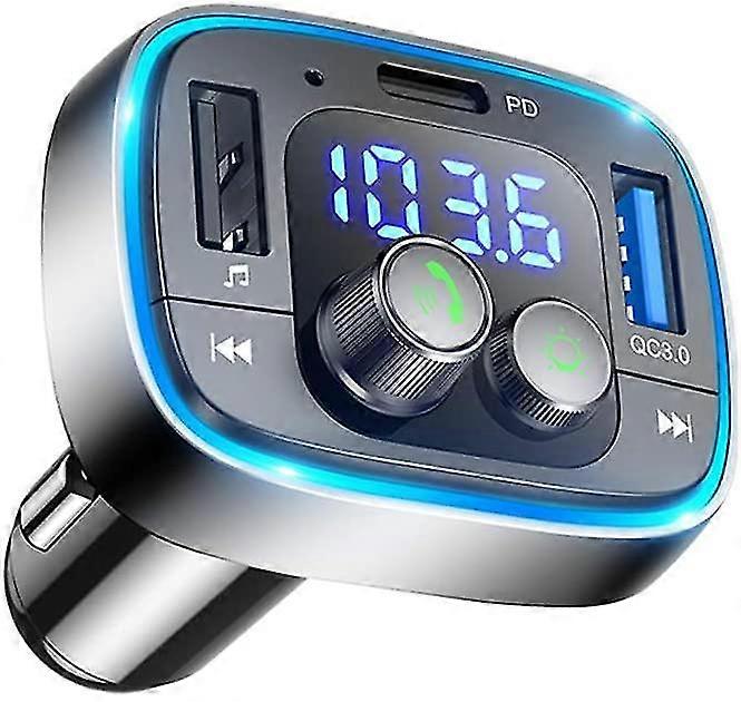 Bluetooth Adapter For Car, Wireless Fm Radio Transmitter, Handsfree Calling & Audio Receiver, Mp3 Music Player, Qc3.0 & Type-pd Usb Car Charger,7 Col