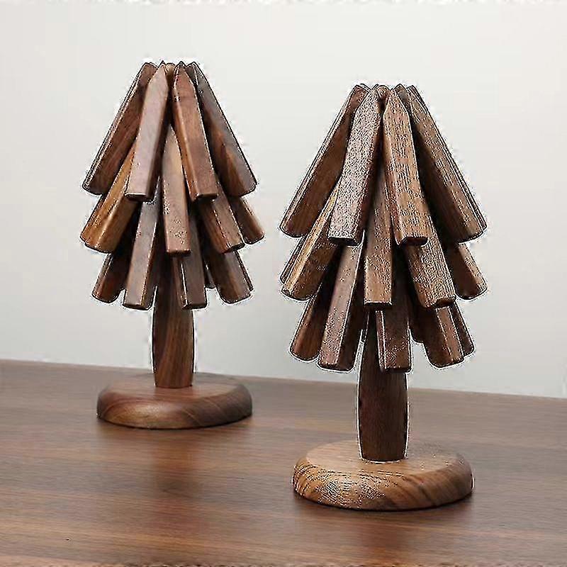 Trivete din lemn pentru vase fierbinți tampon de izolare, set de trivete în formă de copac, gif de Crăciun