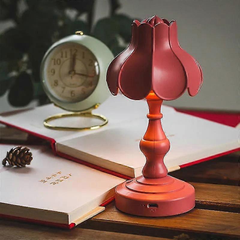 Petite table Lampe de lecture Vintage Accent Fleur En forme de lampe de lit led rechargeable pour la chambre