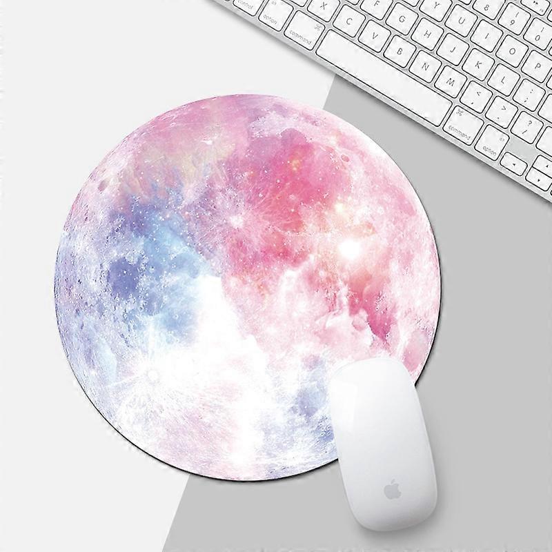 Rainbow Color Moon Pattern Circular Mouse Pad, Diameter: 22cm Rainbow Color Moon