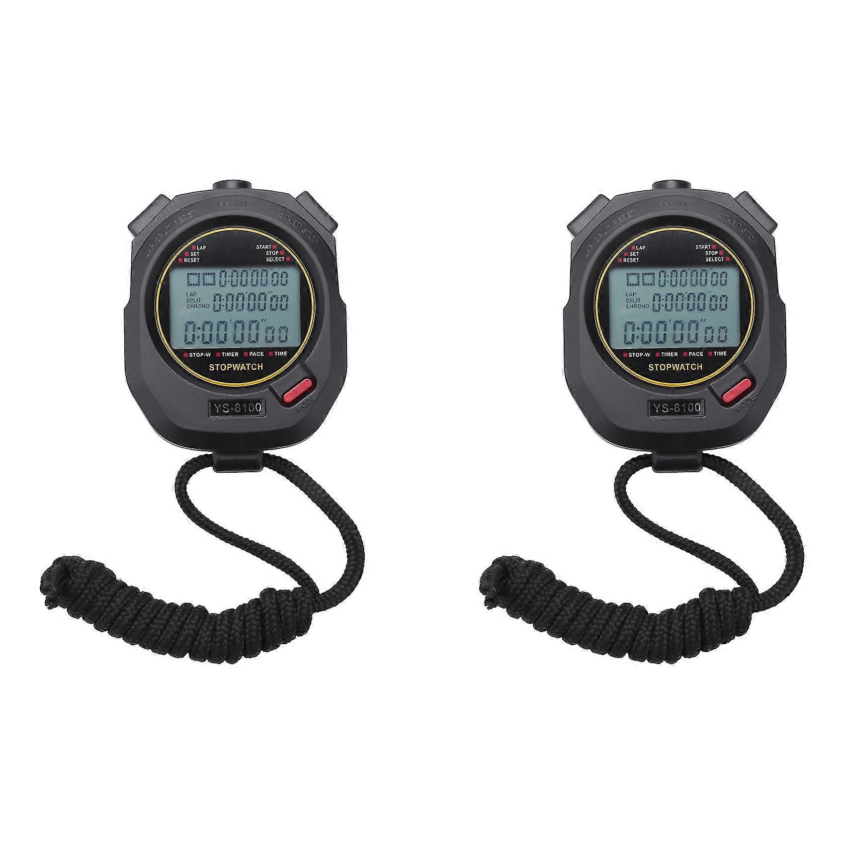 2x Digital Stopwatch Timer Multifunction Portable Outdoor Sports Running Training Timer Chronograph