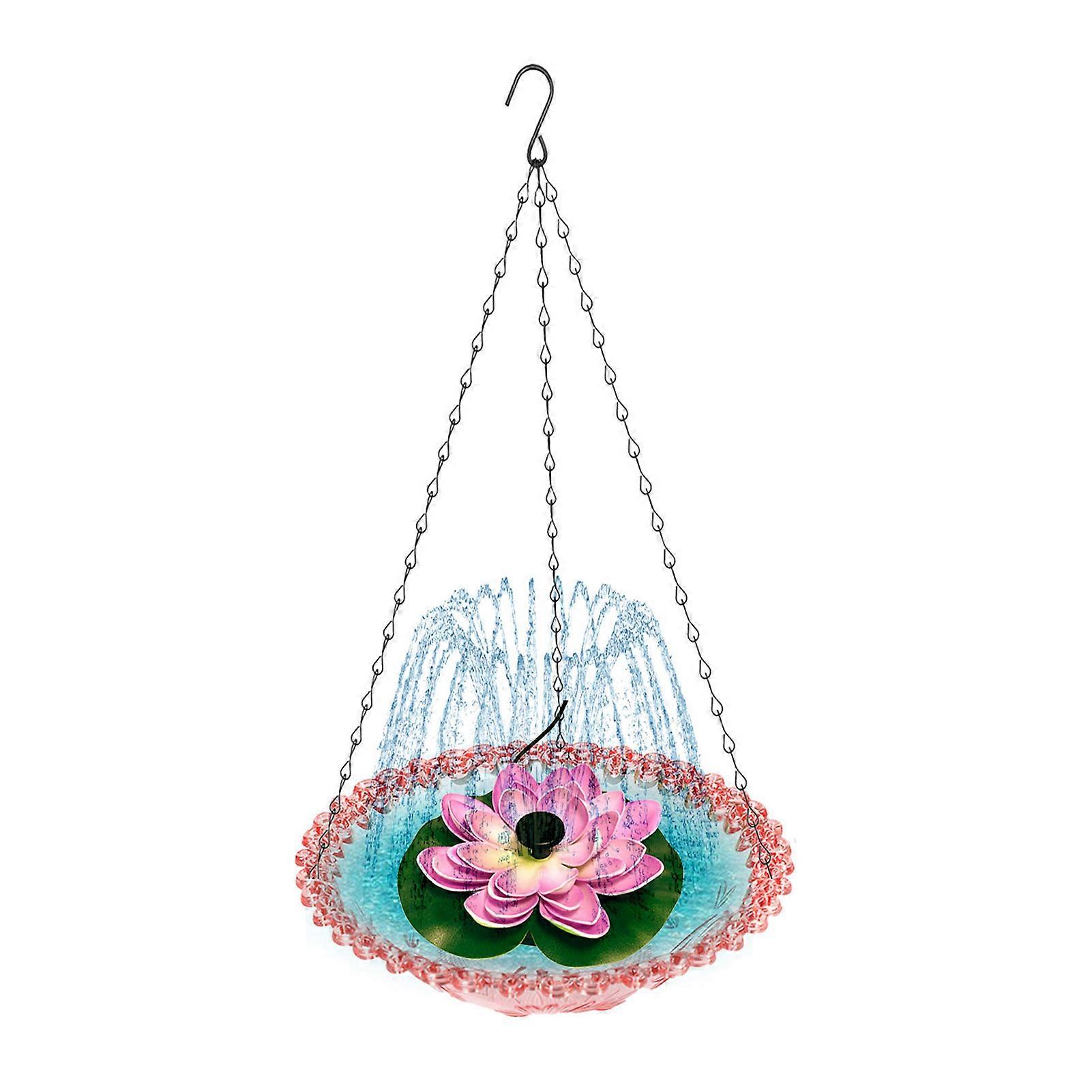 Solar Hanging Bird Bath Lotus Shape Solar Powered Fountain Feeder Multi-Functional Basin with Water Fountain Pump for Bird Bath Feeding Drinking