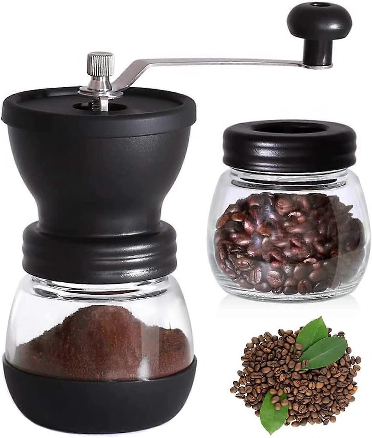 Manual Coffee Bean Grinder With Transparent Storage Jar, Handheld Portable Coffee Grinder