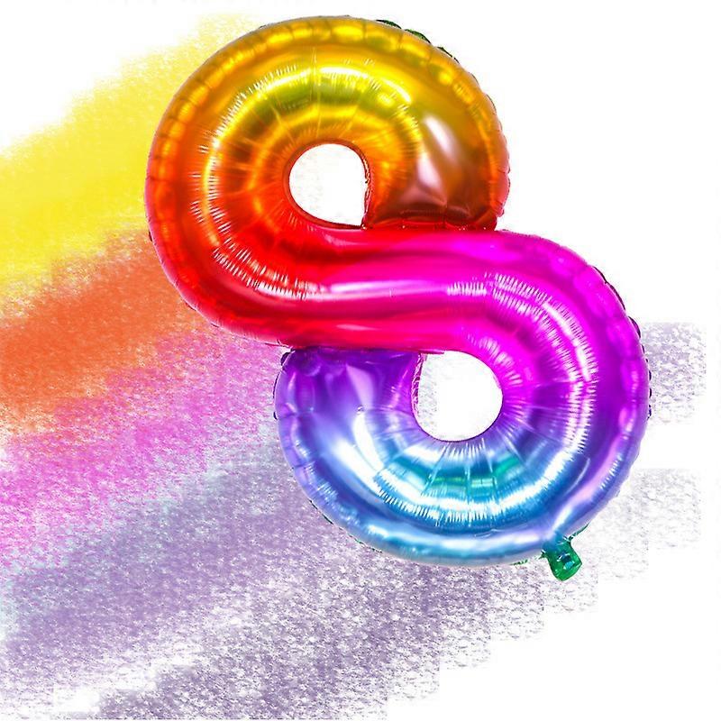 40'' Jelly Helium Foil Number Balloons Self Inflating, Large Number Balloon Rainbow Gradient for Party Supplies