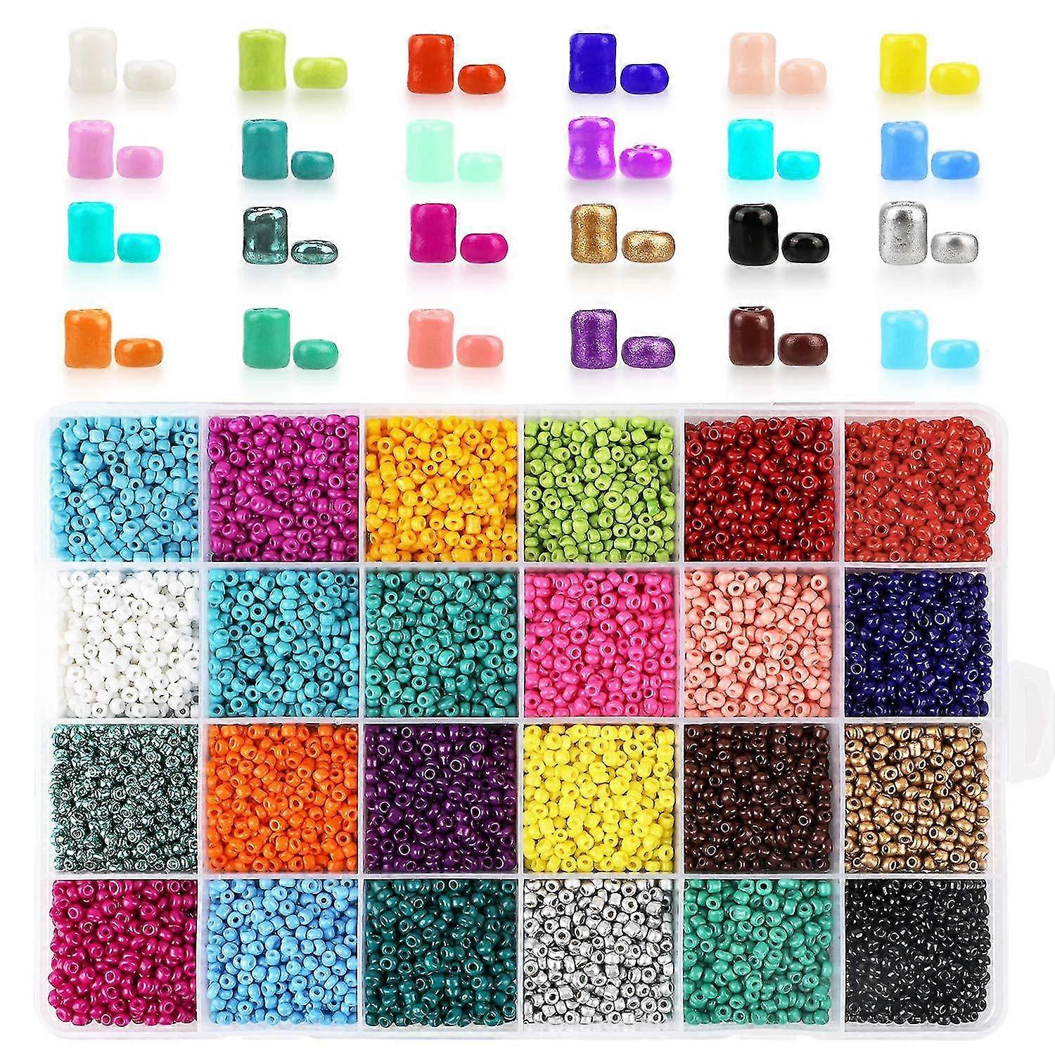 14400pcs Glass Seed Beads 24 Colors Small Beads Kit Bracelet Beads For Jewelry Making