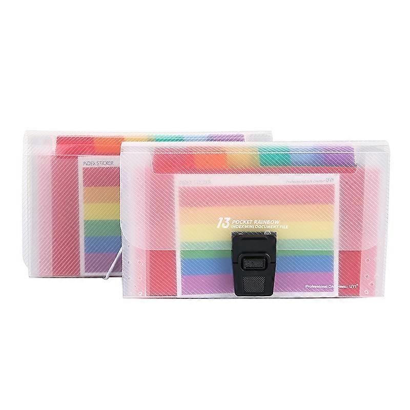 2 Pcs Mini Expanding File A6 Document Wallets 13 Pockets Portable Folder Plastic Colourful File Folder Document Organiser