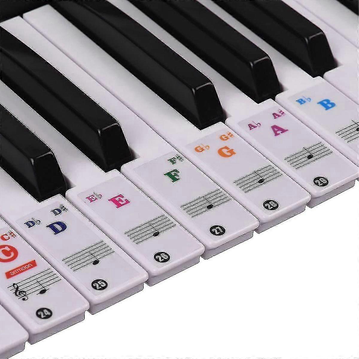 Color Piano Stickers Compatible With 88/76/61/54/49/37 Key Keyboards; Great Visual Tool Compatible With Kids And B