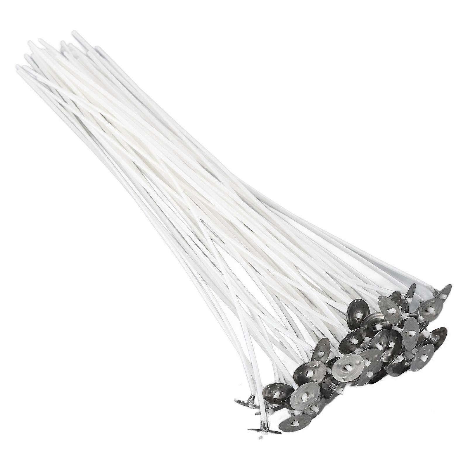 50pcs Candle Wick Pre Waxed 20cm Low Smoke Metal Sustainer Tab for DIY Candle Making