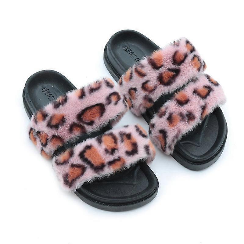 MIMIGO Womens Fuzzy House Slippers with Footbed Open Toe Cozy Faux Fox Fur Slides Sandals Indoor Outdoor