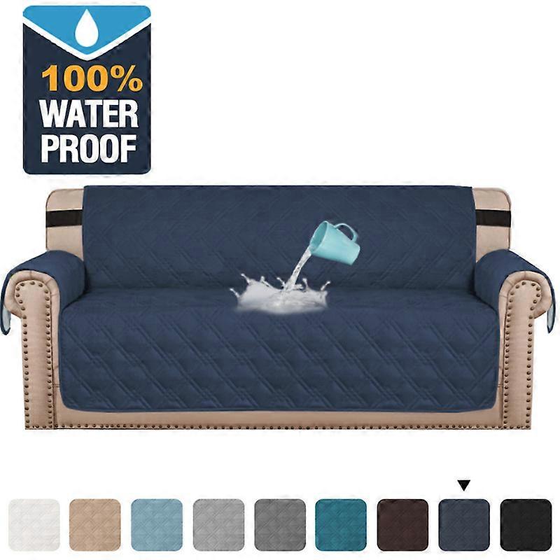 Reversible Quilted Sofa Cover, Water Resistant Slipcover Furniture Protector, Washable Couch Cover with Non Slip Foam and Elastic Straps for Kids, Dog