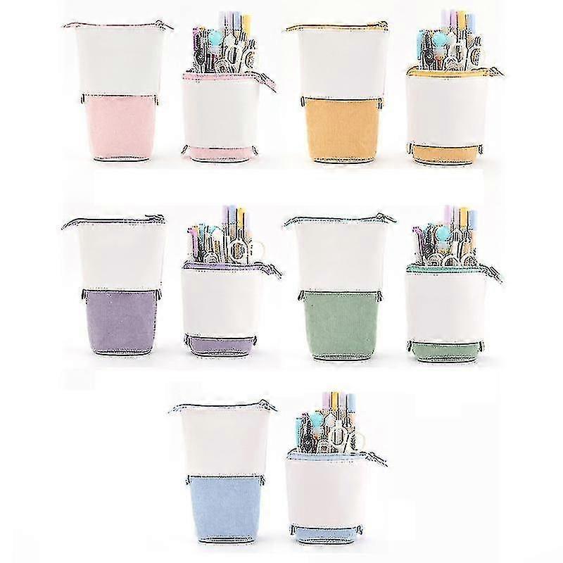 Standing Pencil Case For Girls Solid Color Pull-down Retractable Pencil Case Stationery Storage Pen Case