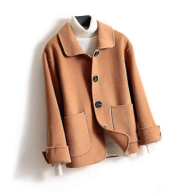 المرأة الصوف اقتصاص سترة الكشمير قصيرة معطف طويل سليم شعبية معطف الصوف الخريف أبلى