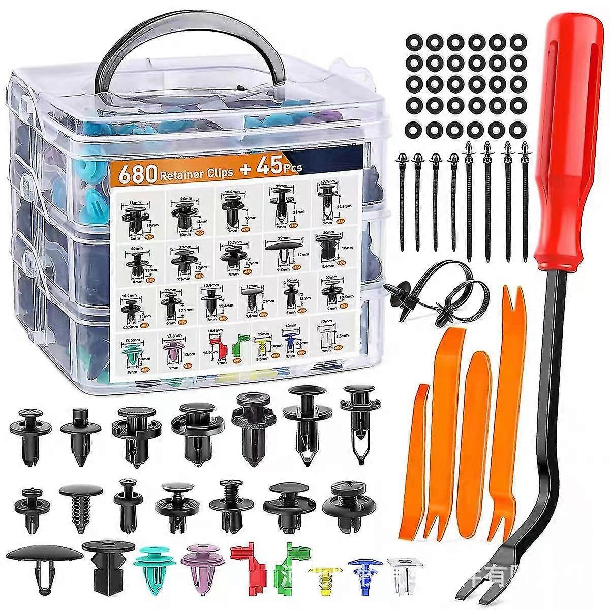 Car Retainer Clips, Trim Removal Tool, Fasteners & Rivets Assortment Kit