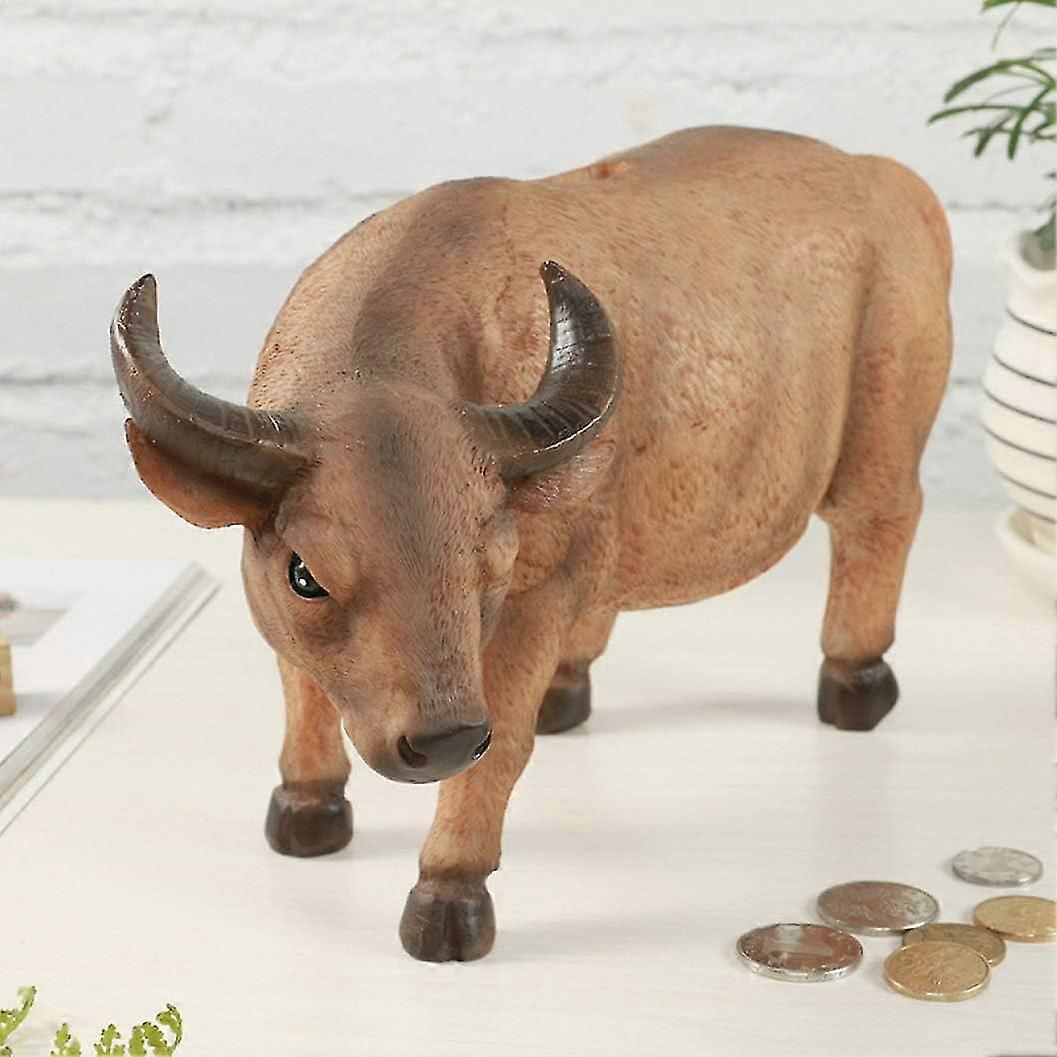Creative Gift Buffalo Statue Bull Piggy Bank Money Coin Penny Collectible Saving Box Cow Sculpture Zekai