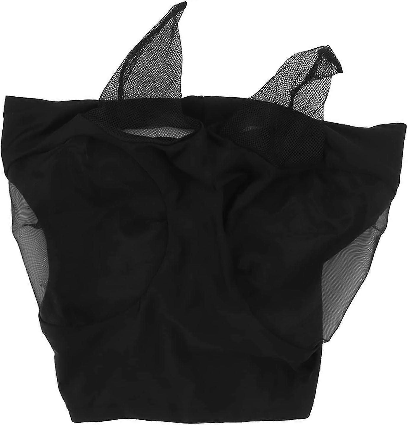 Premium Breathable & Stretchable Horse Fly Mask - Black with Ears