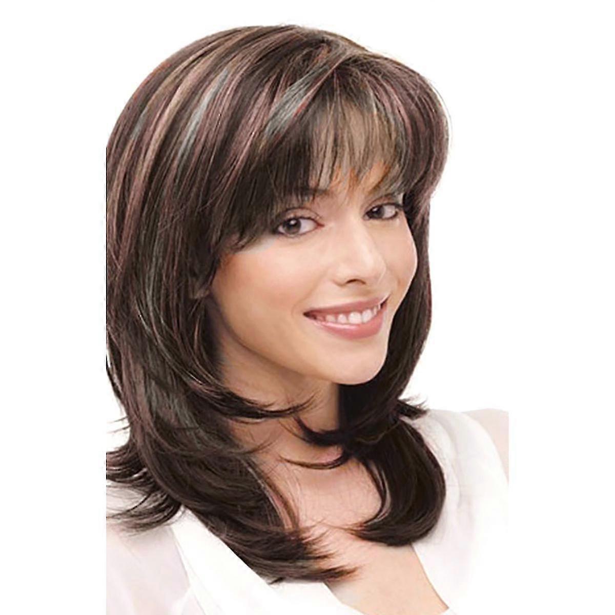 Ladies Layered Curly Wigs With Bangs-yyc