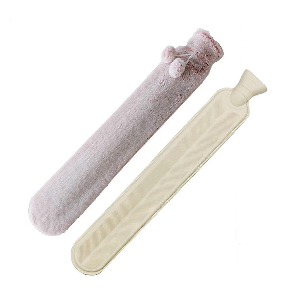 Długa, w pełni pojemna butelka na gorącą wodę z pokrywką, torba na gorącą wodę do łagodzenia bólu, bot ze sztucznym futrem z ciepłą wodą