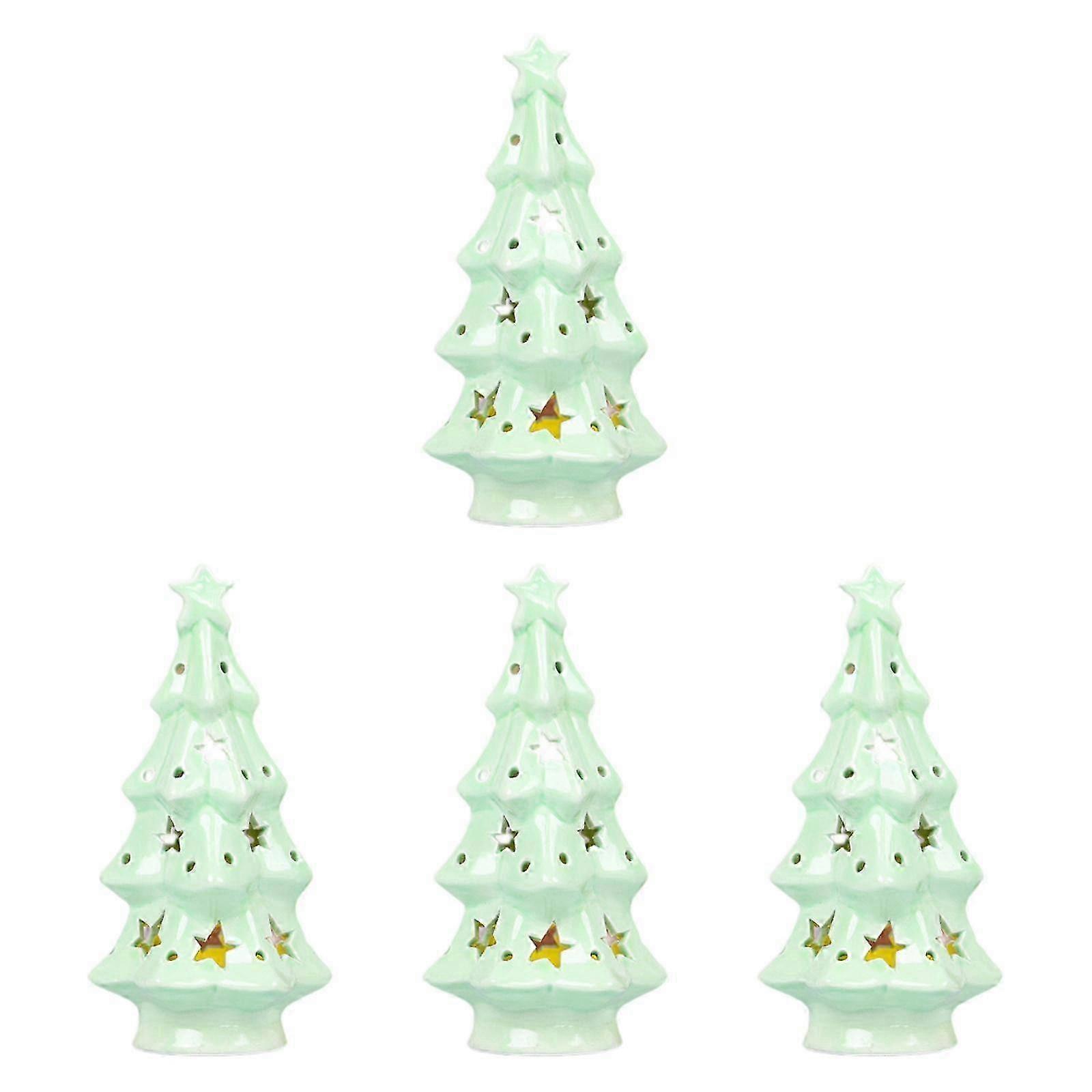 4 Pieces Christmas Lighted Sculptures Crafts for Housewarming Lawn Farmhouse Christmas Tree