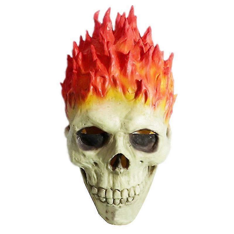 Flaming Skeleton Ghost Rider Latex Mask For Halloween Secret Room Props