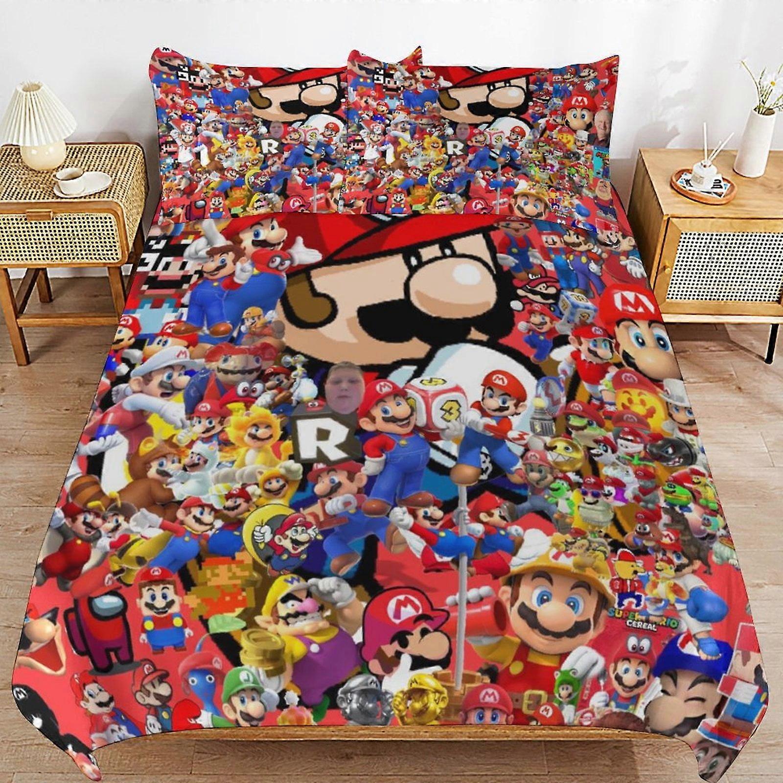 Bedding set JP150 Super Mario 3-Piece Comforter,Super Mario Bedding Set, Soft Microfiber Duvet Cover Set with Zipper Closure TH150