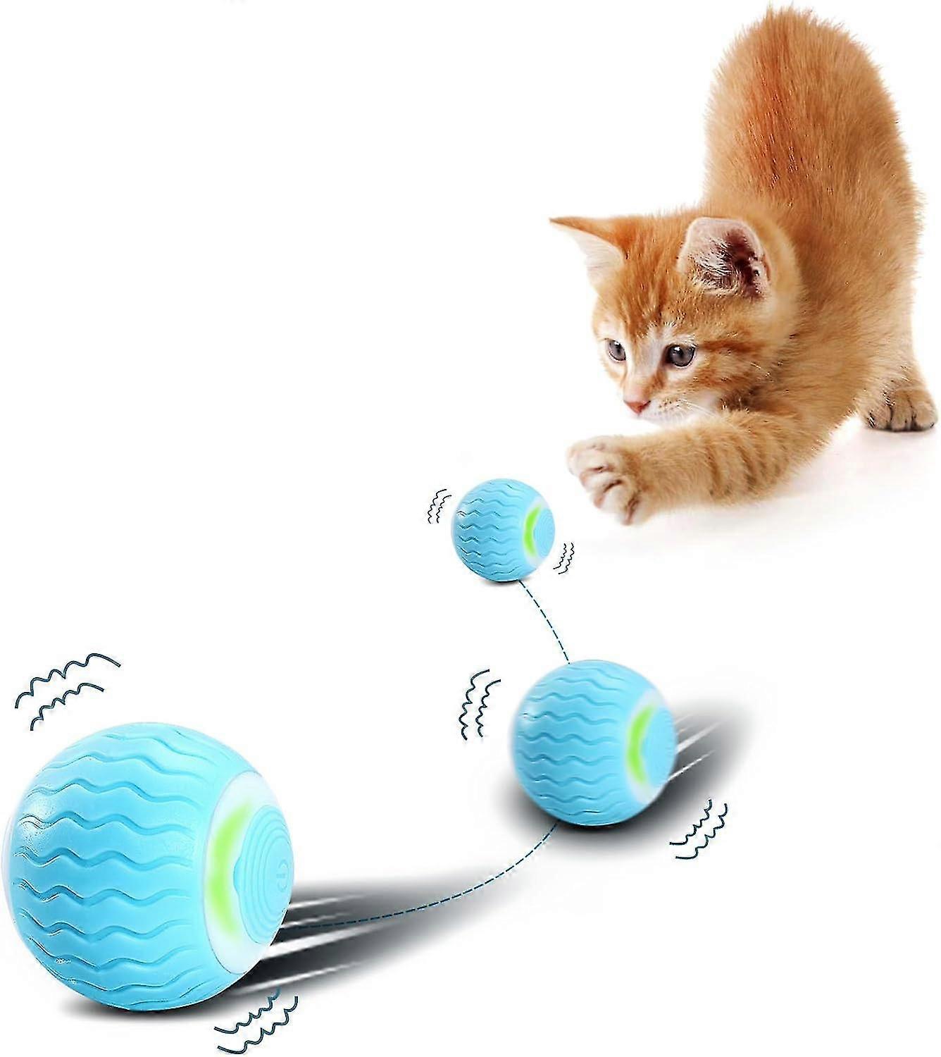 Interactive Cat Toy Balls, Automatic Moving Cat Toy Self Play for Indoor Cats, Rechargeable Active Rolling Ball with LED Light