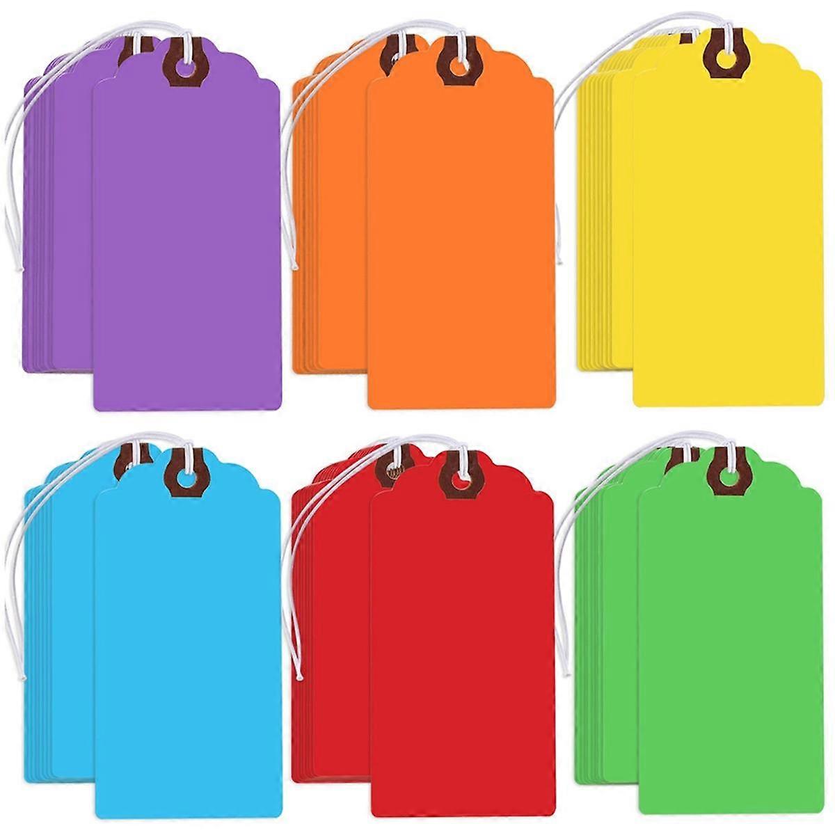300 stk. fargede hengelapper med elastiske snorer, blanke papirskrivbare gavelapper, fraktlapper, prislapper for alle anledninger