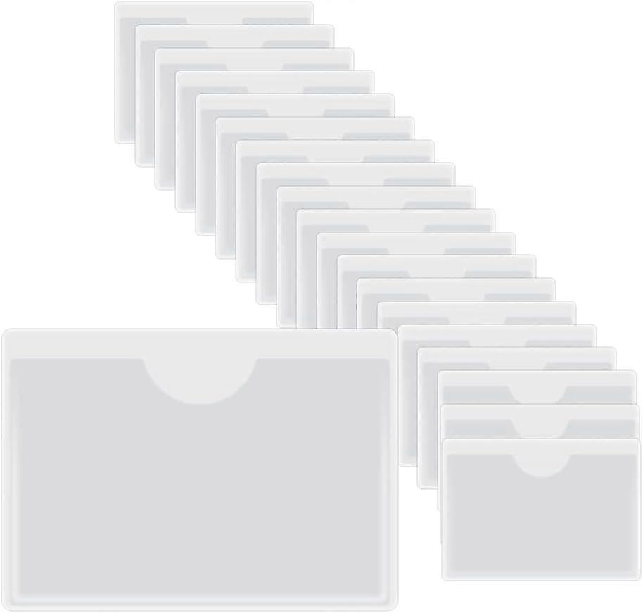 Clear Plastic Stickers-20 Pieces Self Adhesive Card Pockets, with Top Opening, to Protect Your Cards (Inner Size:9 * 7.5cm)