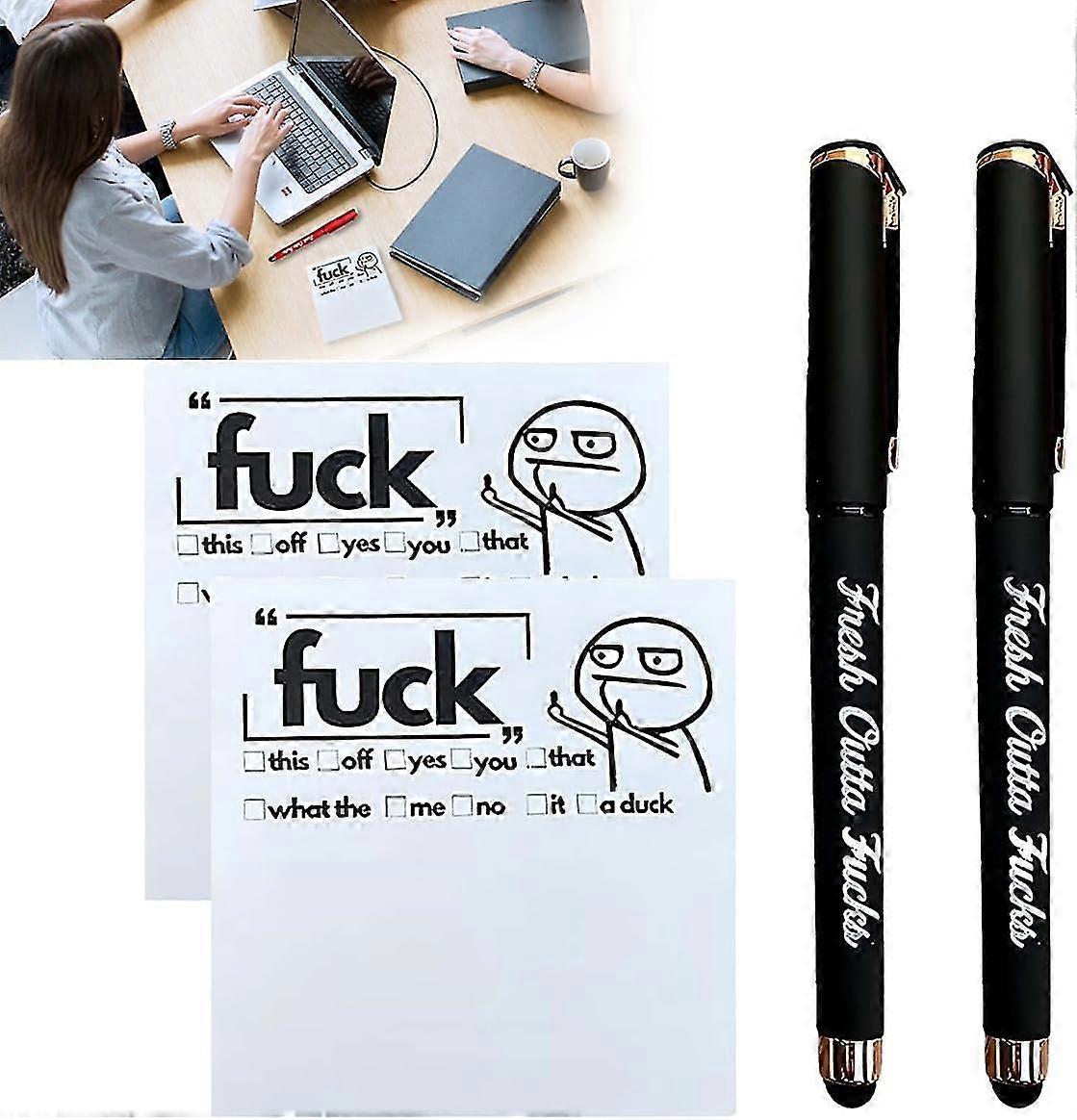 Fresh Outta Fucks Pad And Pen, Funny Sticky Notes And Pen Set, To Do List Notepad Markers, White Elephant Gift, Gifts For Friends