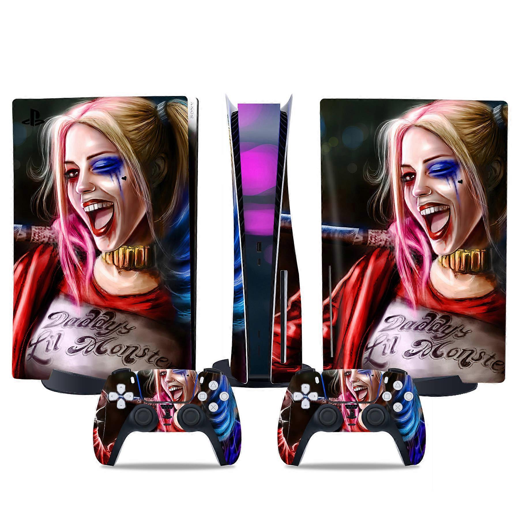 PS5 optical drive version sticker, cool PS5 skin, controller handle,for PS5 console and controller,DC cartoon,Halle7