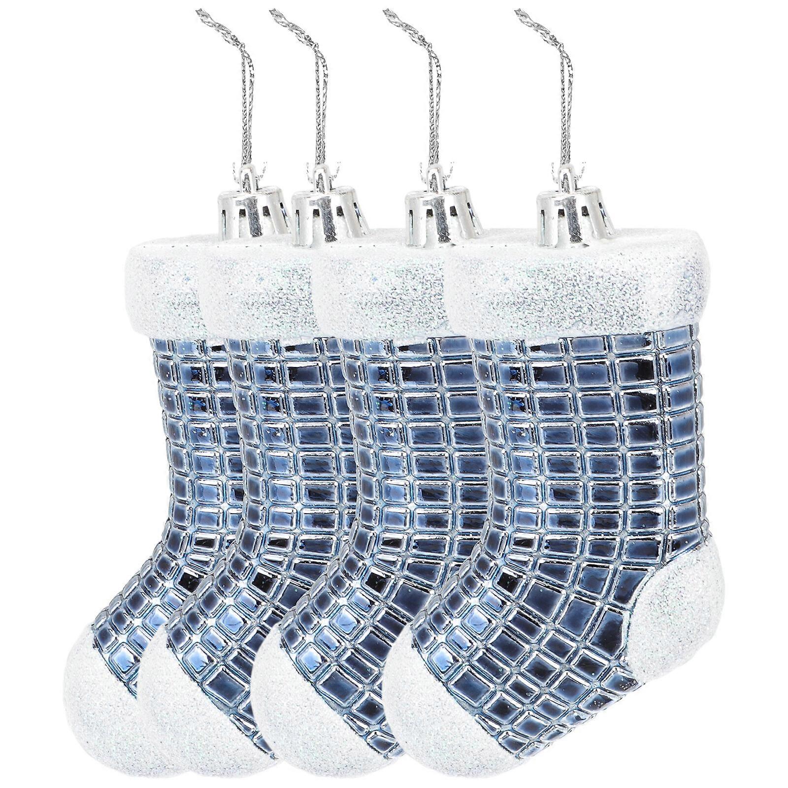 4pcs Christmas Tree Plastic Socks Electroplating Christmas Stocking Decoration