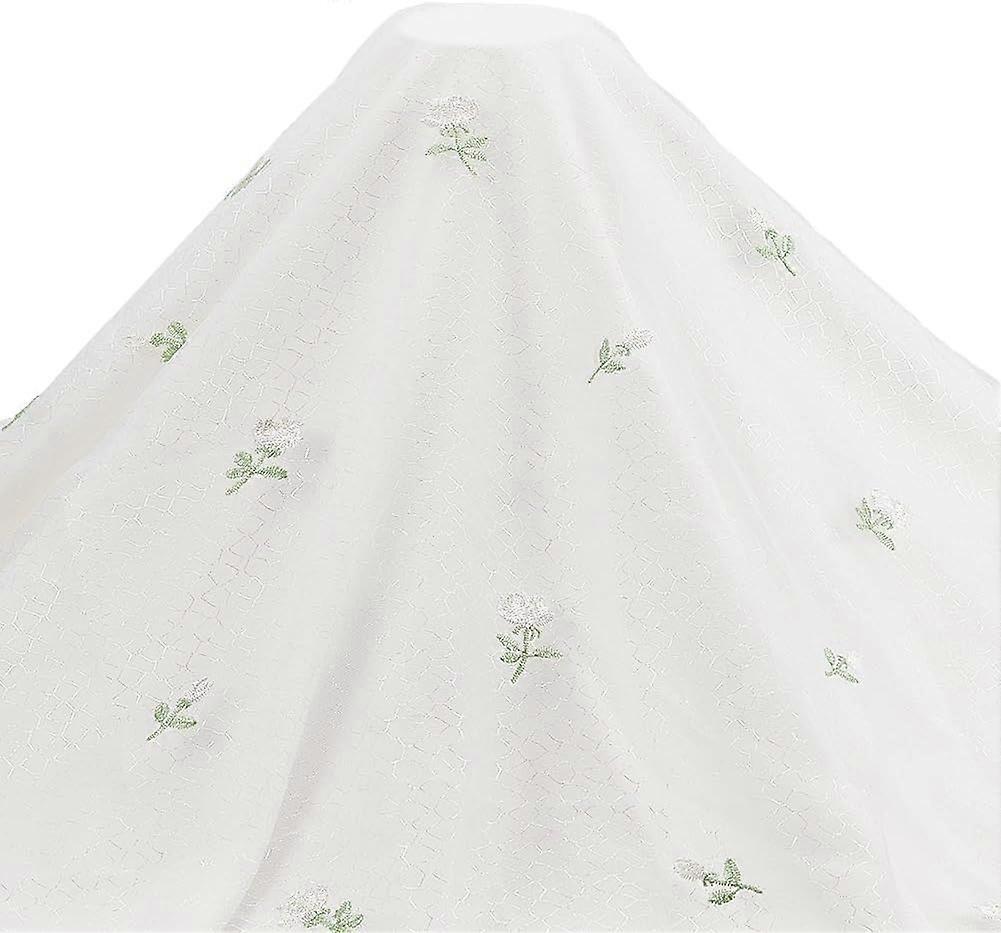 1 Yards Floral Embroidered Lace Fabric 59 inches Wide White Flower Pattern Embroidered Tulle Lace Polyester Embroidered Mesh Lace Bridal Wedding Lace