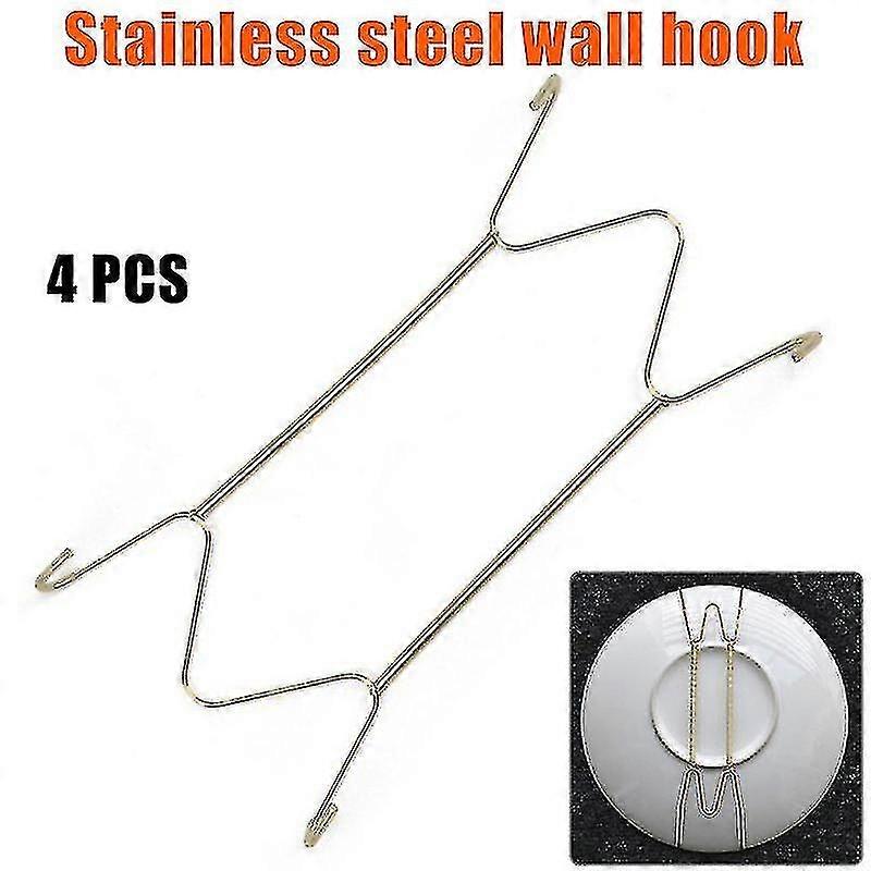 8 tommer 4stk tallerken tallerkener rustfrit stål bøjle fjederplader holder krog vægmonteret adapter hjem dekoration tw