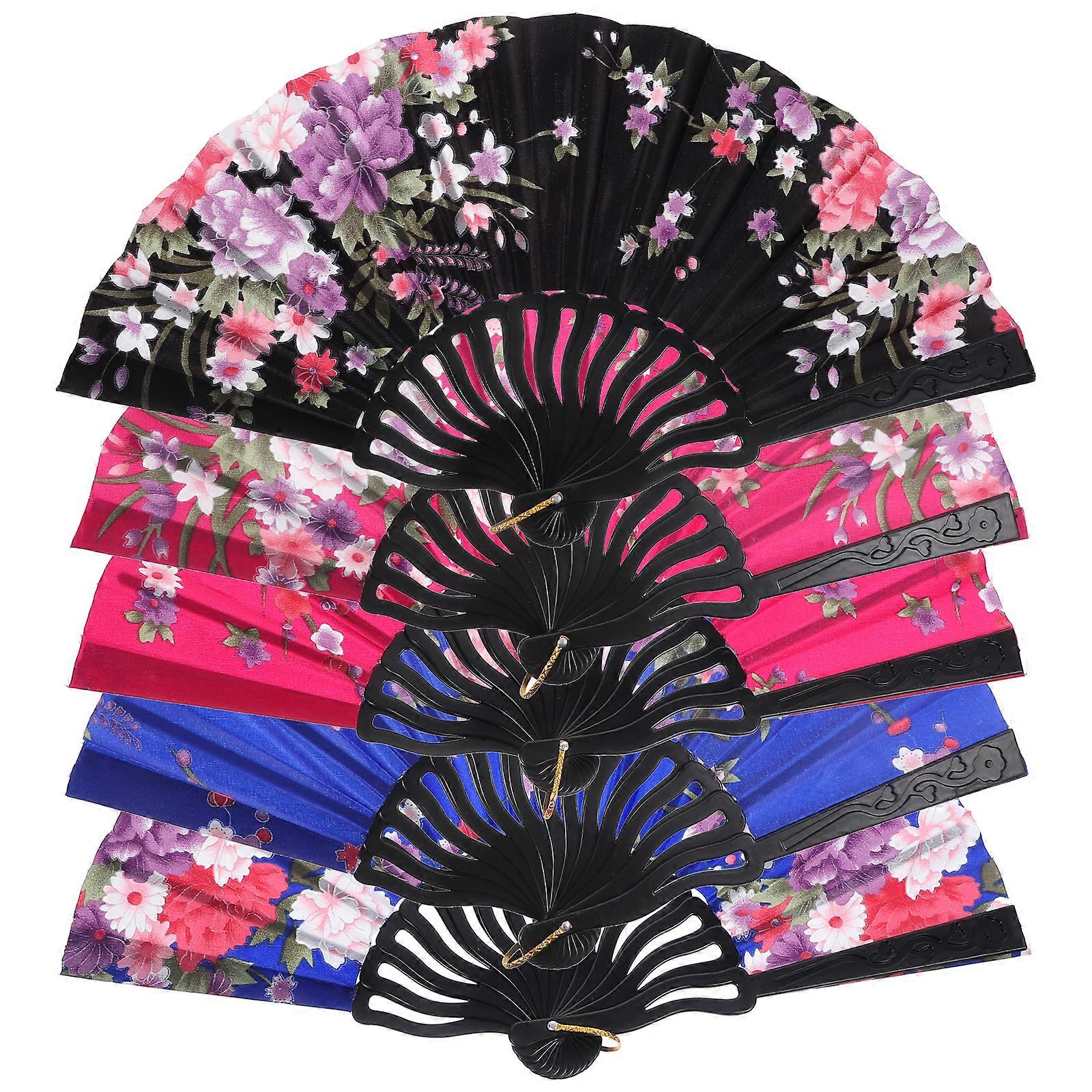 5pcs Peacocks Pritnted Fan Dancing Fan Classical Craft Folding Fan Foldable Fan