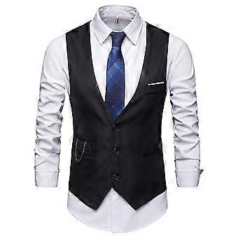 Mens Suit Vest Regular Waistcoat V-Neck Formal Business Slim for