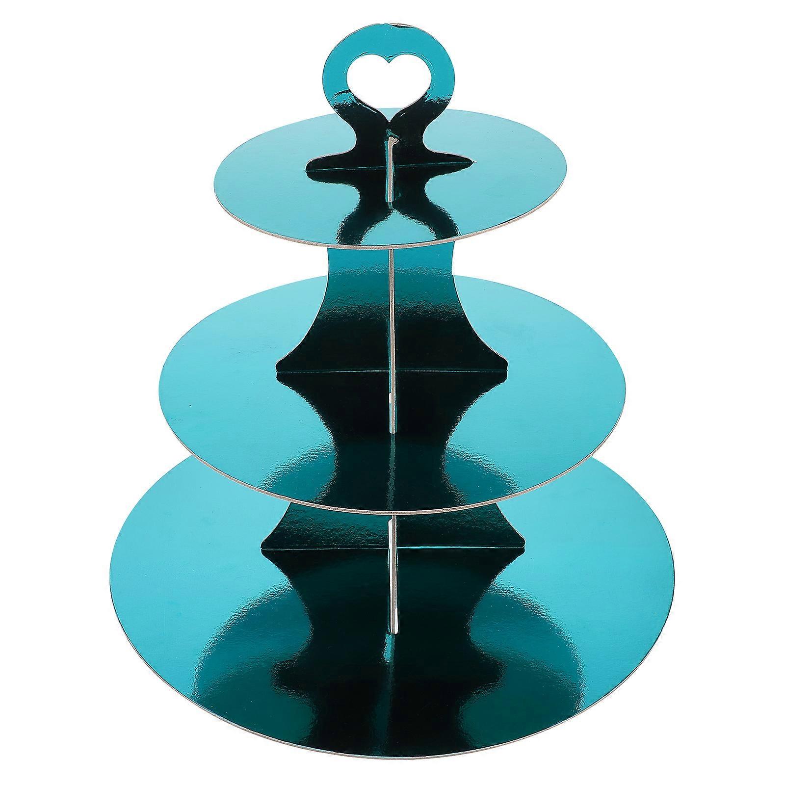 1pc Disposable Paper Cake Stand Three Layers Cake Stand Cake Storage Rack Blue