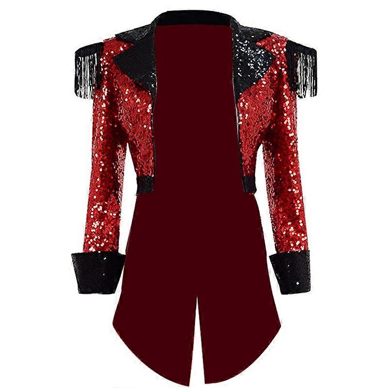 CosDaddy Women Sequin Steampunk Jacket Red Circus Ringmaster Show Costume
