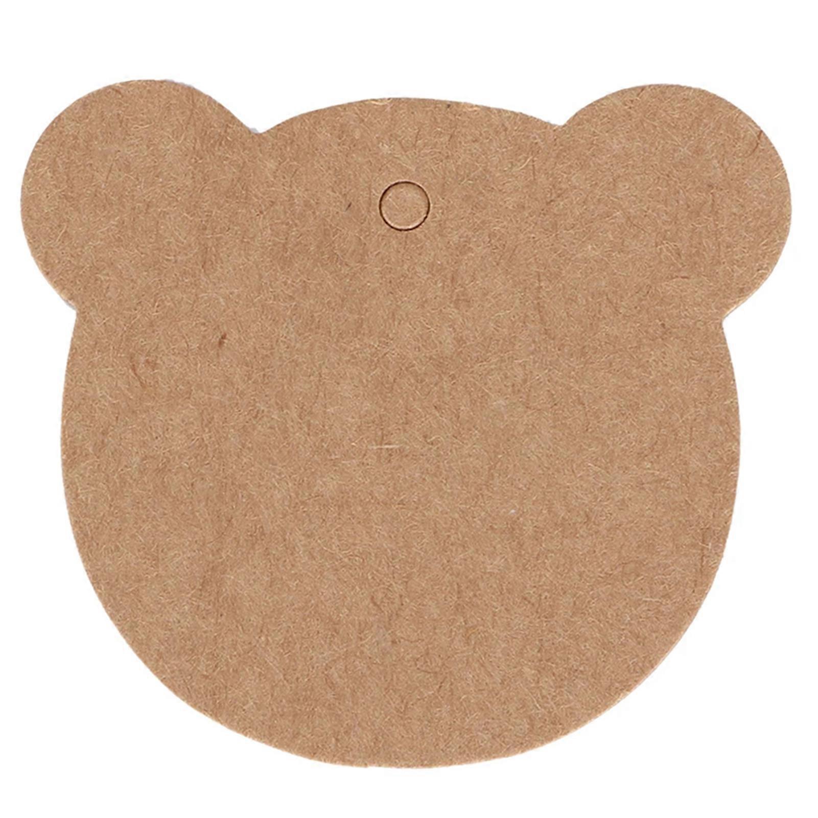 100pcs/pack Krafts Paper Card Hang-Tags with Bear Shape Multipurpose Vintage Present-Tags for Party Events