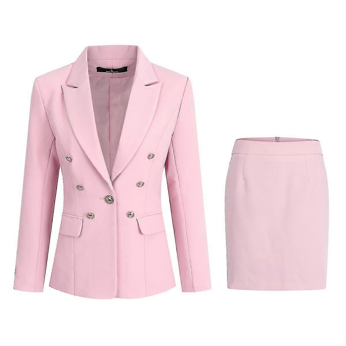 yougang Kadın Zarif Takım Elbise İki Parçalı Tek Sıralı Tek Düğmeli Blazer + Etek