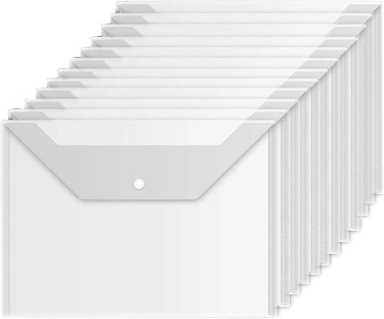 Premium Envelope Poly Envelope 12 Pcs Plastic Document Envelopes With Snap Button Quality Clear Document Folder For A4 Size