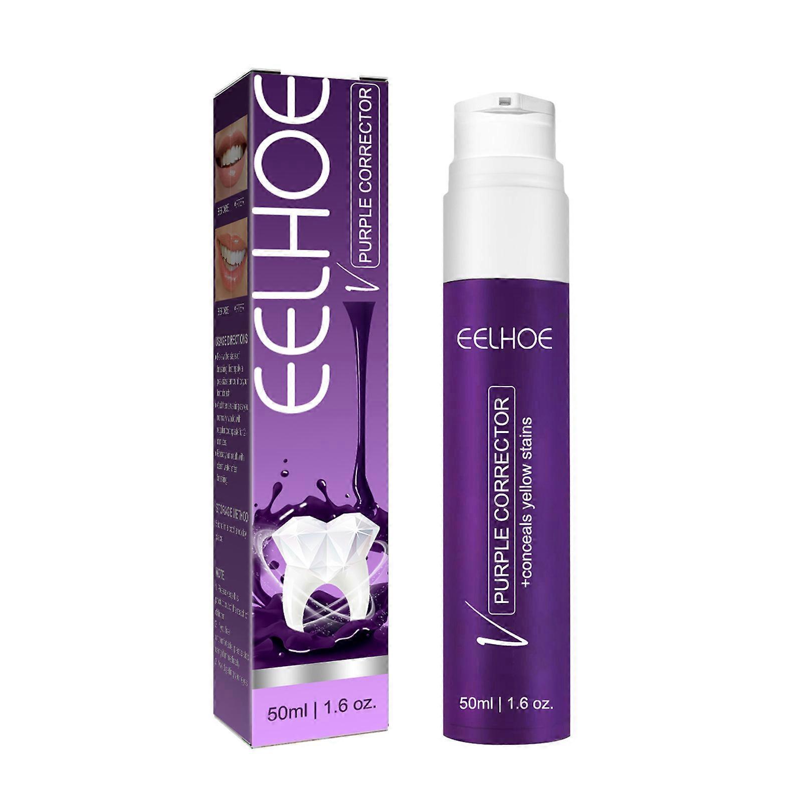3pcs Eelhoe Purple Tooth Beautifying Toothpaste Niacinamide Whitening Yellow Tooth Remove Stains